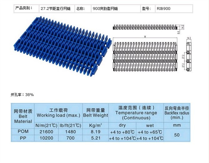 供应900突肋塑料网带【塑料网带价格】